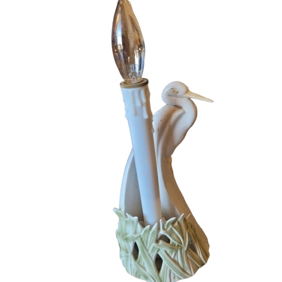 Fitz and Floyd Vintage 8" Heron Candle Holders with Vintage Plastic Candles 2 - Picture 4 of 7